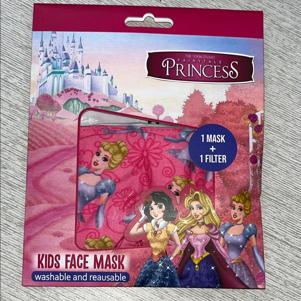 1 Pink Princess Face Mask + filter with Adjustable Strap